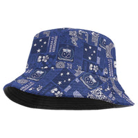 Blue Samoa Manuia Le Kerisimasi Bucket Hat Pacific Patchwork Xmas Vibes - Polynesian Pride
