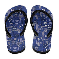 Blue Samoa Manuia Le Kerisimasi Flip Flops Pacific Patchwork Xmas Vibes - Polynesian Pride