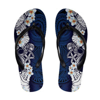 Blue Samoa Tattoo Flip Flops Plumeria Samoan Ocean Tatau Pattern - Polynesian Pride