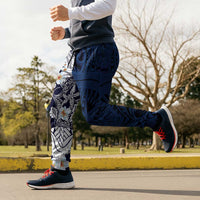 Blue Samoa Tattoo Jogger Pants Plumeria Samoan Ocean Tatau Pattern - Polynesian Pride