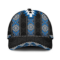 Blue Taniko Aotearoa Classic Cap Niho Taniwha Mix Poutama LT14 Universal Fit Blue - Polynesian Pride