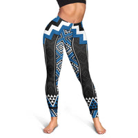 Blue Taniko Aotearoa Leggings Niho Taniwha Mix Poutama LT14 - Polynesian Pride
