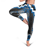 Blue Taniko Aotearoa Leggings Niho Taniwha Mix Poutama LT14 - Polynesian Pride
