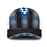 Blue Taniko Aotearoa Mesh Trucker Cap Niho Taniwha Mix Poutama LT14 One Size White Blue - Polynesian Pride