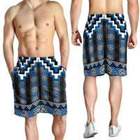 Blue Taniko Aotearoa Shorts for Men Niho Taniwha Mix Poutama LT14