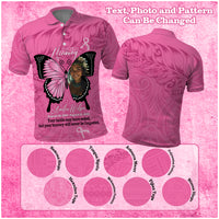 Custom Photo Breast Cancer Awareness Memorial Polo Shirt You Will Never Be Forgotten Polynesian Countries Pattern CTM14