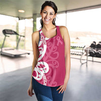 Breast Cancer Awareness Maori Women Racerback Tank Koru Kowhaiwhai LT7 - Polynesian Pride