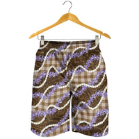Brown Hawaii Palaka Honohono Pikake Shorts for Men Hawaiian Orchid Lei Polynesian Pattern - Polynesian Pride