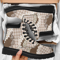 Brown Hawaii Tiare and Shell Lei All Season Boots Hawaiian Palaka Luxury Vibes LT14 Brown - Polynesian Pride