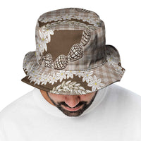 Brown Hawaii Tiare and Shell Lei Bucket Hat Hawaiian Palaka Luxury Vibes LT14 - Polynesian Pride