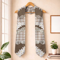 Brown Hawaii Tiare and Shell Lei Graduation Stole Hawaiian Palaka Luxury Vibes - Polynesian Pride