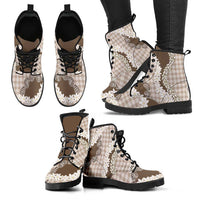 Brown Hawaii Tiare and Shell Lei Leather Boots Hawaiian Palaka Luxury Vibes LT14 - Polynesian Pride