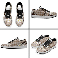 Brown Hawaii Tiare and Shell Lei Low Sneakers Hawaiian Palaka Luxury Vibes LT14 - Polynesian Pride