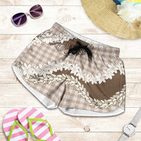 Brown Hawaii Tiare and Shell Lei Shorts for Women Hawaiian Palaka Luxury Vibes LT14 Brown - Polynesian Pride