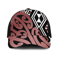 Brown New Zealand Mesh Trucker Cap Aotearoa Kowhaiwhai Mix Taniko Art - Polynesian Pride