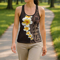 Brown Polynesia Hollow Tank Top Plumeria Tropical Leaves Galaxy Polynesian Art - Polynesian Pride