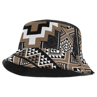 Brown Taniko Aotearoa Bucket Hat Niho Taniwha Mix Poutama LT14 One Size Brown - Polynesian Pride