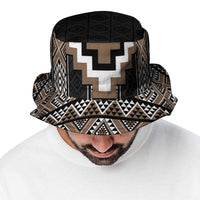 Brown Taniko Aotearoa Bucket Hat Niho Taniwha Mix Poutama LT14 - Polynesian Pride