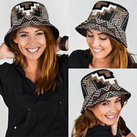 Brown Taniko Aotearoa Bucket Hat Niho Taniwha Mix Poutama LT14 - Polynesian Pride