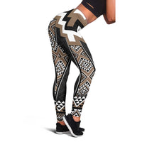 Brown Taniko Aotearoa Leggings Niho Taniwha Mix Poutama LT14 - Polynesian Pride