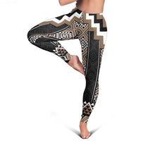 Brown Taniko Aotearoa Leggings Niho Taniwha Mix Poutama LT14 - Polynesian Pride
