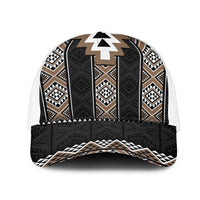 Brown Taniko Aotearoa Mesh Trucker Cap Niho Taniwha Mix Poutama LT14 One Size White Brown - Polynesian Pride