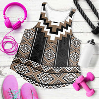 Brown Taniko Aotearoa Women Racerback Tank Niho Taniwha Mix Poutama LT14