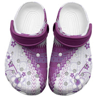 Bula Fiji Clogs Shoes Violet Plumeria Masi Tapa Pattern LT05 Violet - Polynesian Pride