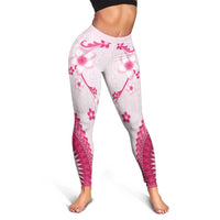 Bula Fiji Leggings Pink Plumeria Masi Tapa Pattern LT05 - Polynesian Pride