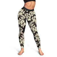 Bula Fiji Masi Leggings Tapa Tropical Hibiscus Half Stylized - Polynesian Pride