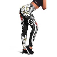 Bula Fiji Tagimaucia Mix Plumeria Masi Tapa Leggings Black LT7 - Polynesian Pride