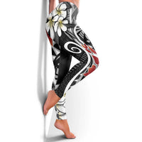 Bula Fiji Tagimaucia Mix Plumeria Masi Tapa Leggings Black LT7 - Polynesian Pride
