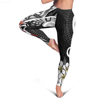 Bula Fiji Tagimaucia Mix Plumeria Masi Tapa Leggings Black LT7 - Polynesian Pride