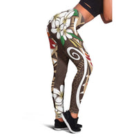 Bula Fiji Tagimaucia Mix Plumeria Masi Tapa Leggings Brown LT7 - Polynesian Pride