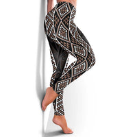 Classic Tukutuku Pattern Aotearoa Leggings Niho Taniwha and Puhoro Motifs LT7 - Polynesian Pride