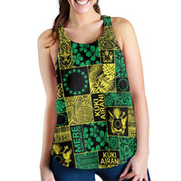 Cook Islands Mere Kiritimiti Women Racerback Tank Pacific Patchwork Xmas Vibes - Polynesian Pride