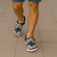 Cook Islands Tivaevae Quilt Clogs Shoes Black Marble