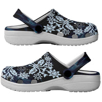 Cook Islands Tivaevae Quilt Clogs Shoes Navy Blue Marble