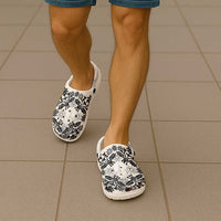 Cook Islands Tivaevae Quilt Clogs Shoes White Marble