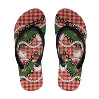 Cowboy Hawaii Mele Kalikimaka Flip Flops Paniolo Kukui Nut Pikake Lei Red Version - Polynesian Pride