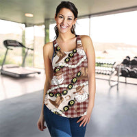 Cowboy Hawaii Mele Kalikimaka Women Racerback Tank Paniolo Kukui Nut Pikake Lei Burgundy Version - Polynesian Pride