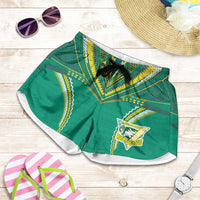 Custom Cook Islands Rugby Shorts for Women Tatau Art Sport Style Green Color