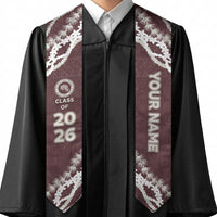 Custom Kau High And Pahala Elementary School Graduation Stole Tapa Pattern With Leis LT05 - Polynesian Pride