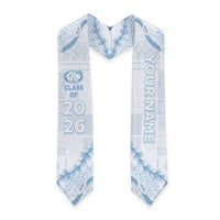 Custom Kealakehe High School Graduation Stole Tapa Pattern With Leis LT05 - Polynesian Pride