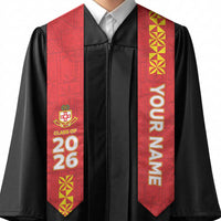 Custom Kolisi Tonga Graduation Stole Tongan Ngatu Pattern