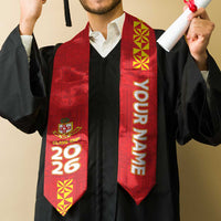 Custom Kolisi Tonga Graduation Stole Tongan Ngatu Pattern