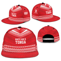 Custom Mate Ma'a Tonga Heritage Snapback Cap Pacific Tribal Rugby Red Edition - Polynesian Pride