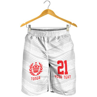 Custom Pacific Rugby Spirit Shorts for Men Tonga Ngatu Pride White Edition - Polynesian Pride