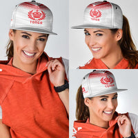 Custom Pacific Rugby Spirit Snapback Cap Tonga Ngatu Pride White Edition - Polynesian Pride
