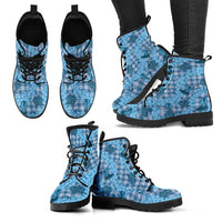 Cyan Palaka Hawaii Cowboy Leather Boots Puakenikeni Lei Paniolo Papale Seamless Vibes LT14 - Polynesian Pride